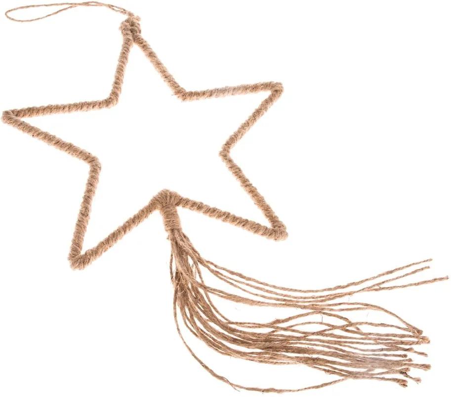 Závesná ozdoba v tvare hviezdy v prírodnom dekore Dakls, dĺžka 35 cm