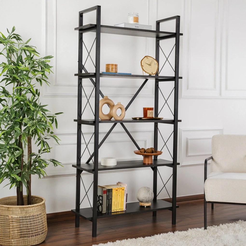 Knižnica Elysian - Wood Black, Black