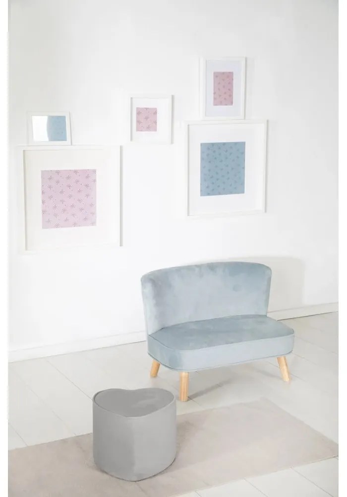 Svetlosivý zamatový detský puf Lil Sofa – Roba