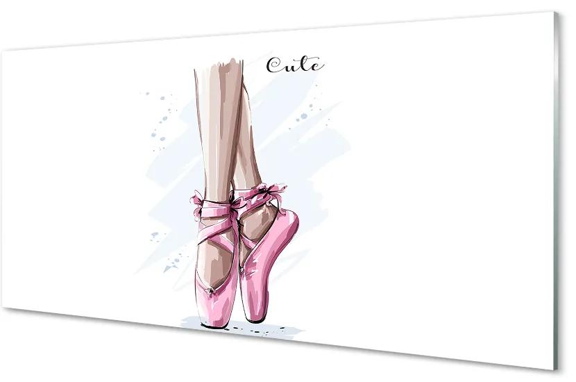 Sklenený obraz ružové baletné topánky 125x50 cm