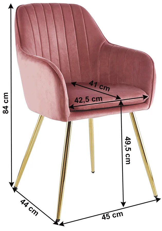 Kondela Dizajnové kreslo, ružová Velvet látka/gold chróm-zlatý, ADLAM