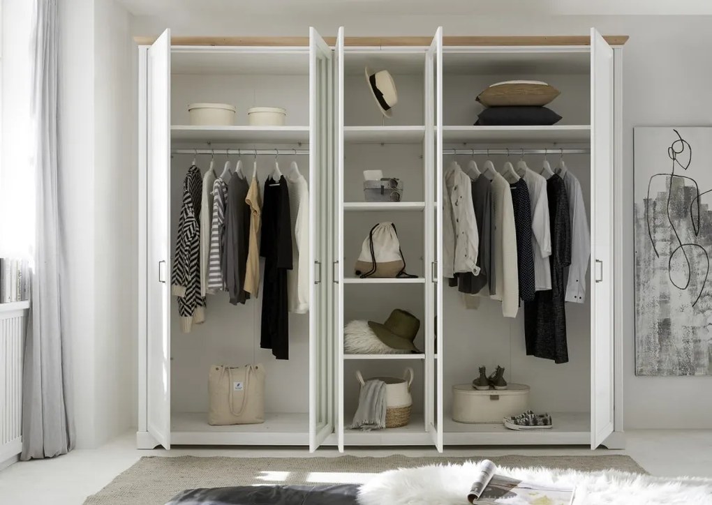 Šatníková skriňa Jasmin, 264 cm, borovica, dub anderson