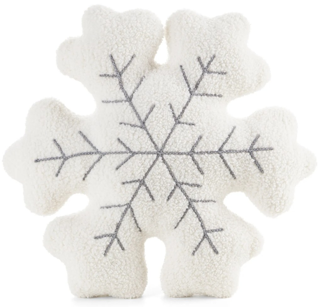 EUROFIRANY VIANOČNÝ DEKORAČNÝ VANKÚŠ SNOWFLAKE 38X38 CM KRÉMOVÁ