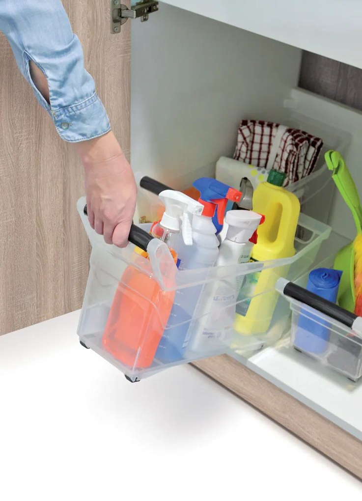 Plastový úložný box na kolieskach NUK5H 44 l - priehľadná