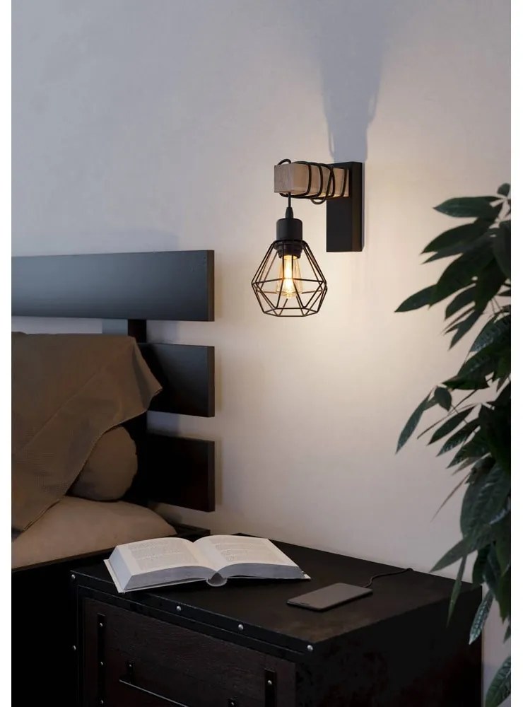 Nástenné svietidlo v čiernej a prírodnej farbe TOWNSHEND 5 – EGLO