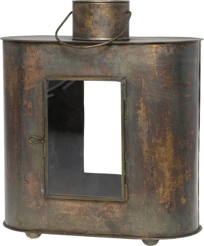 Mosadzná antik kovová lampáš Cappio - 28*15*32 cm
