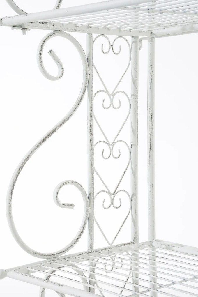 Kovová polica regál Anja - Biela antik