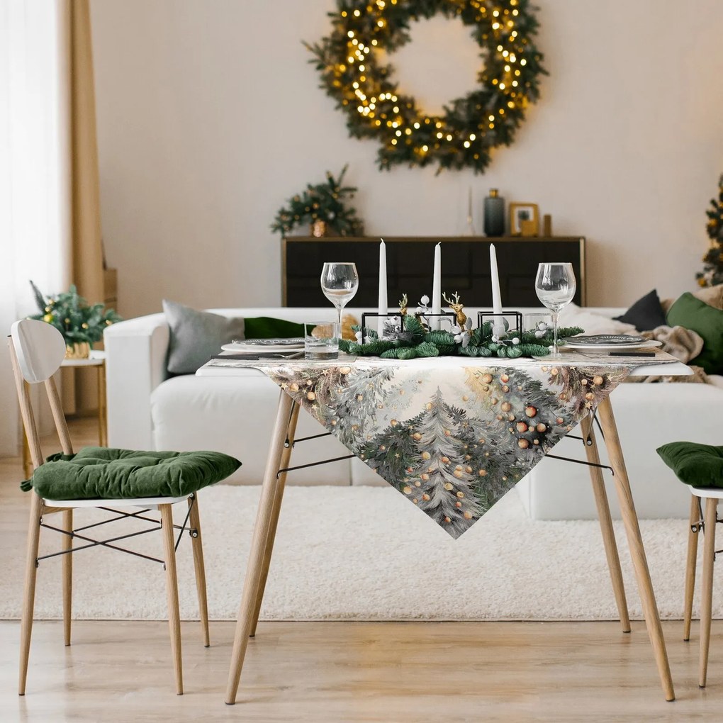 VIANOČNÝ GOBELÍNOVÝ OBRUS FOREST 100X100 CM VZOROVANÝ