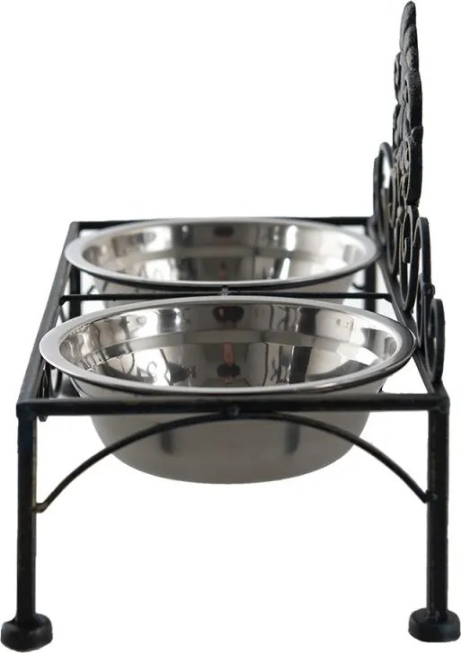 Čierne antik kovové misky pre psa Potier ornament - 39*19*25 cm