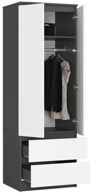 Skriňa s nadstavcom S 60 cm 2D 2SZ CLP grafitová / sivá / biela