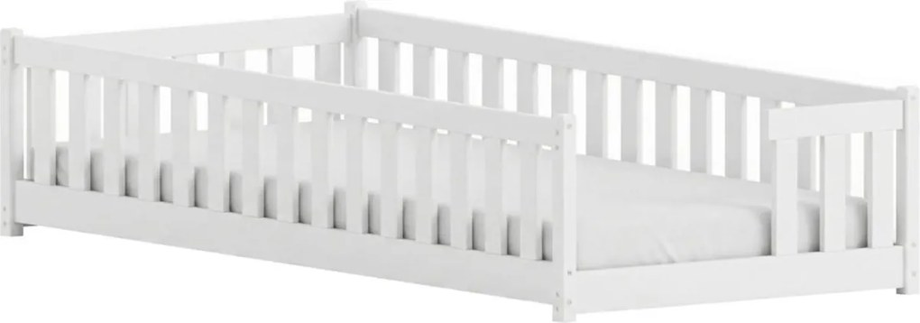 Detská Montessori posteľ z masívu borovice VILEM - 200x90 cm - BIELA