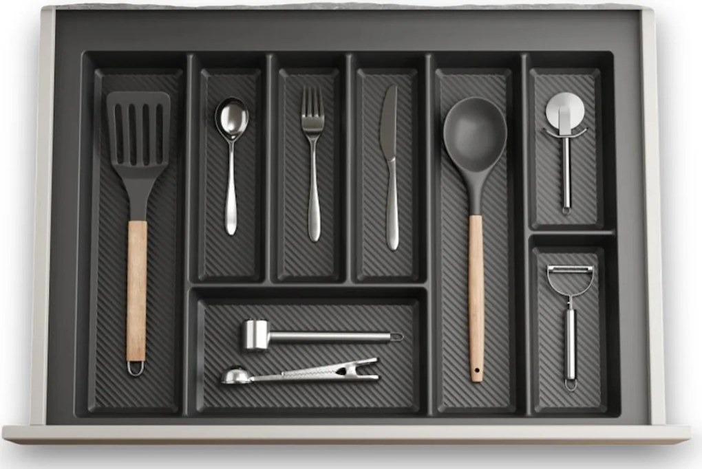 IN-DURO Príborník STRIPES 59 - 65 cm s hĺbkou 42 - 49 cm, antracit