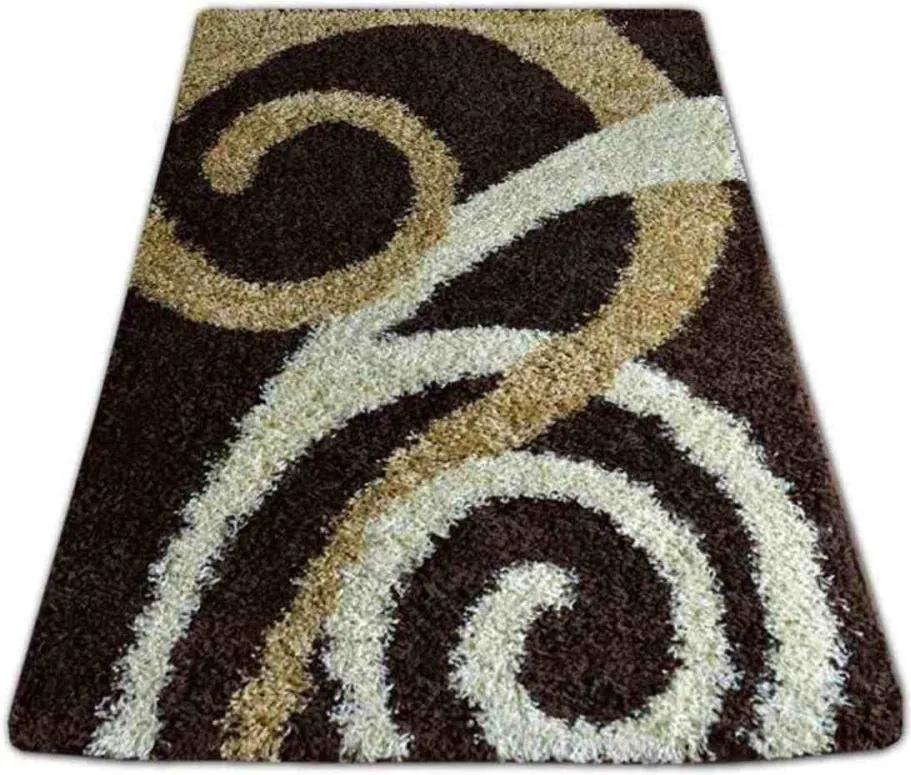 Kusový koberec Shaggy vlas 50 mm Spiral hnedý, Velikosti 120x170cm