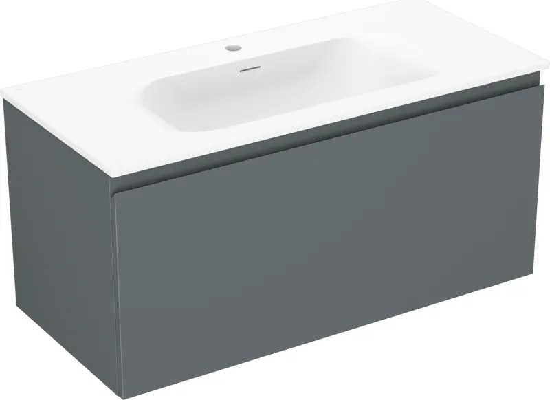 Mexen Orio, kúpeľňová skrinka 100 cm s umývadlom Vela, 1 zásuvka, grafitová matná/biela matná, 91A10-10047-1-BF66-W23M01