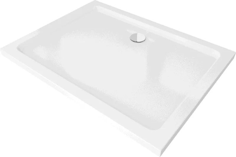 Mexen Flat obdĺžniková sprchová vanička slim 100 x 70 cm, biela, sifón chróm - 40107010