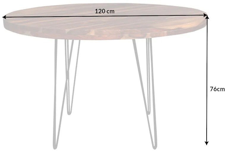 Dizajnový okrúhly jedálenský stôl Elegant 120 cm Sheesham