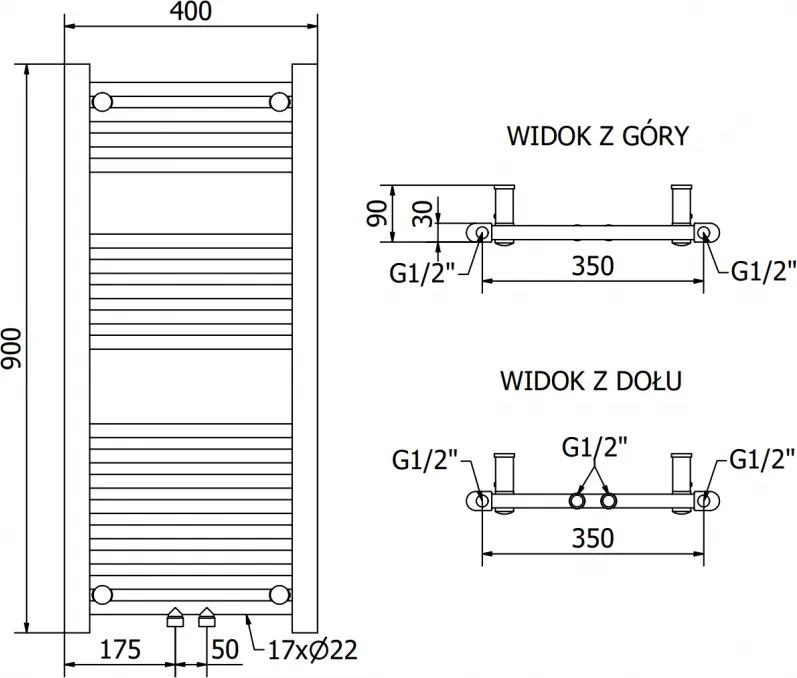 Mexen Mars, elektrické vykurovacie teleso 900 x 400 mm, 300 W, biela, W110-0900-400-2300-20