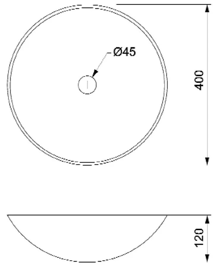 Sapho Sapho, BLOK 1 kamenné umývadlo priemer 40cm, matný tmavý kameň, 2401-02