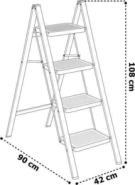 Skladacie schodíky EASYSTEP 4-stupňové biele