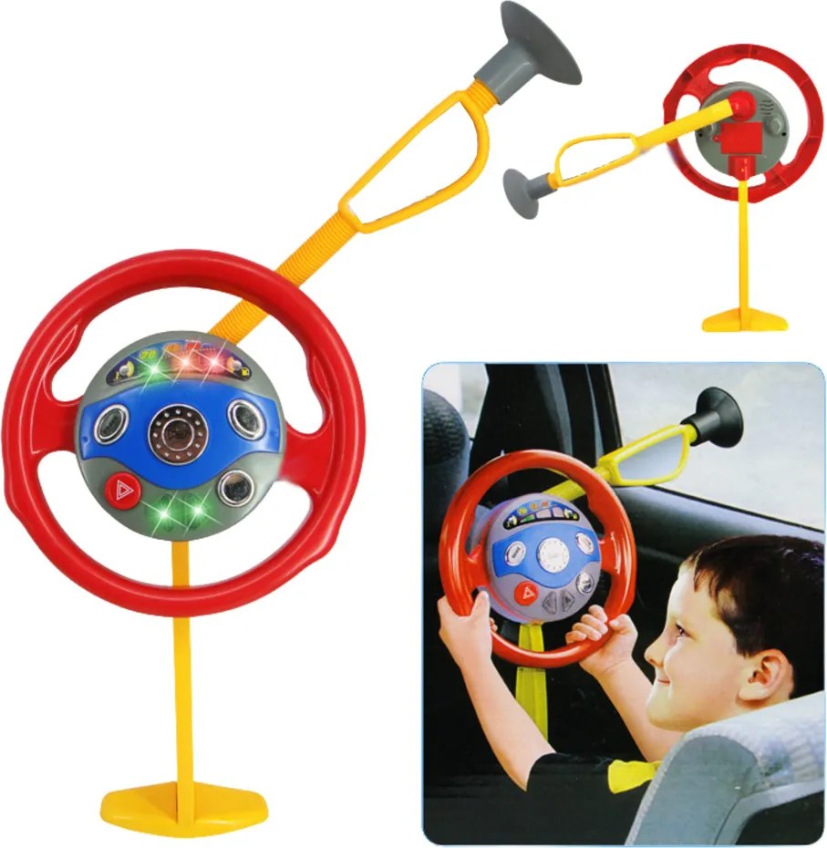 LEAN Toys Simulátor detského volantu s prísavkami Svetlá Zvuky