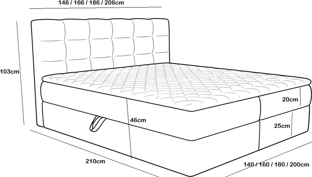Čalúnená posteľ boxspring DIRELIS VIBE 160x200 cm krémová Matrac: Bonell pružinová matrac