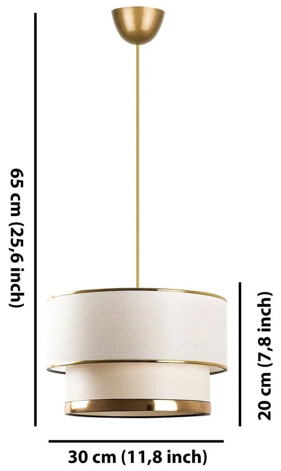 Závesné svietidlo v krémovo-zlatej farbe s textilným tienidlom ø 30 cm Cake – Opviq lights