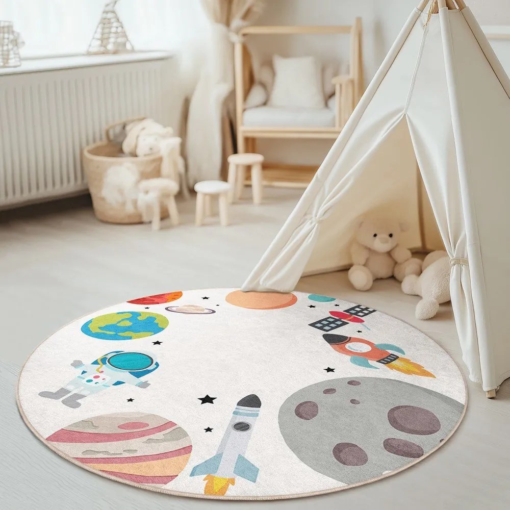 Prateľný detský hrací koberec ø100 cm Space Trip – Mila Home
