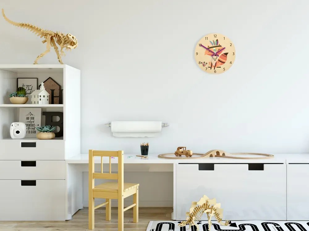 Dětské nástěnné hodiny Ami Liška indián 30 cm vícebarevné