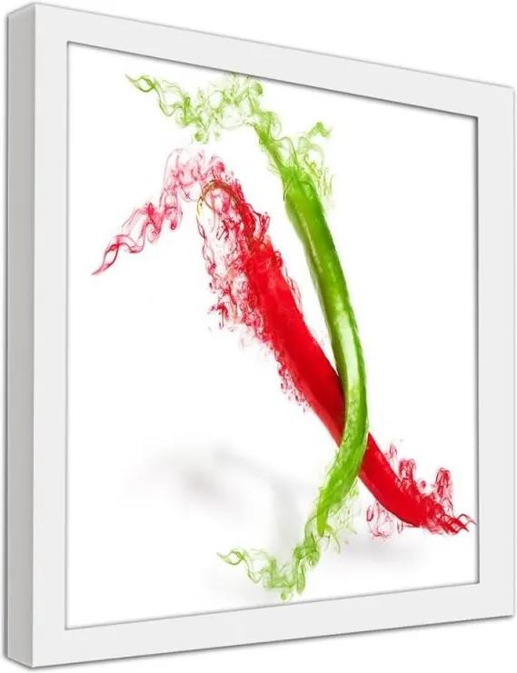 CARO Obraz v ráme - Two Abstract Chilli Peppers Biela 20x20 cm