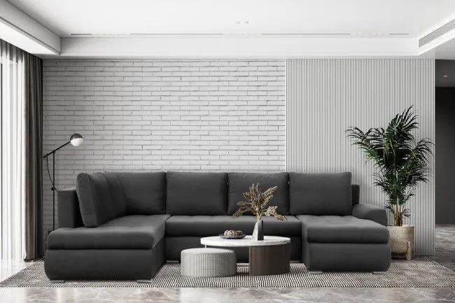 Sedacia súprava FORESTA Kronos v tvare U, pravá tmavosivá