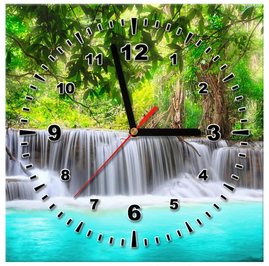Gario Obraz s hodinami Nádherný vodopád v Thajsku Rozmery: 30 x 30 cm