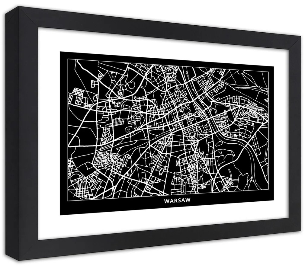 Gario Plagát Plán mesta Varšava Farba rámu: Bez rámu, Rozmery: 30 x 20 cm