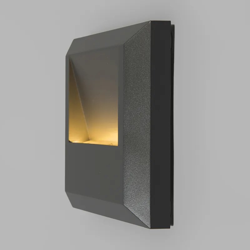 Moderná nástenná lampa tmavosivá štvorcová vrátane LED - Gem