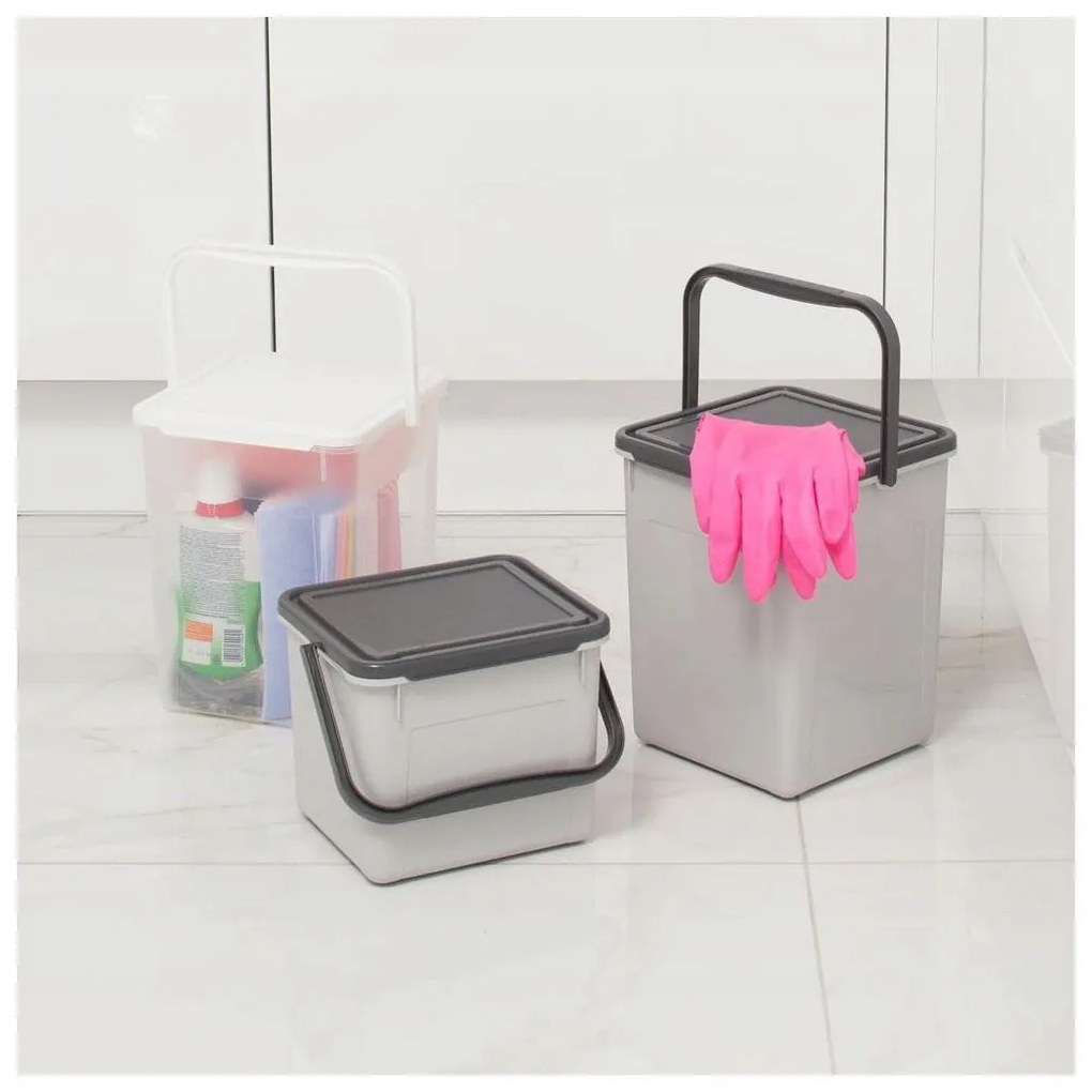 2. akosť - Nádoba na prací prášok, granule alebo bioodpad – 4,5l DETERGENT sivý (biele viečko)