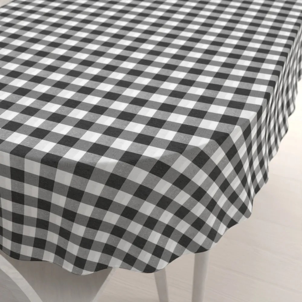 Biante Dekoračný oválny obrus Rebeka RE-010 Sivo-biela kocka veľká 130x220 cm