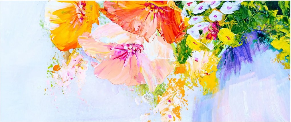 Obraz - Kvety, maľba (120x50 cm)