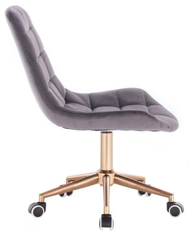 LuxuryForm DESIGN Stolička PARIS VELUR na zlatej podstave s kolieskami - sivá
