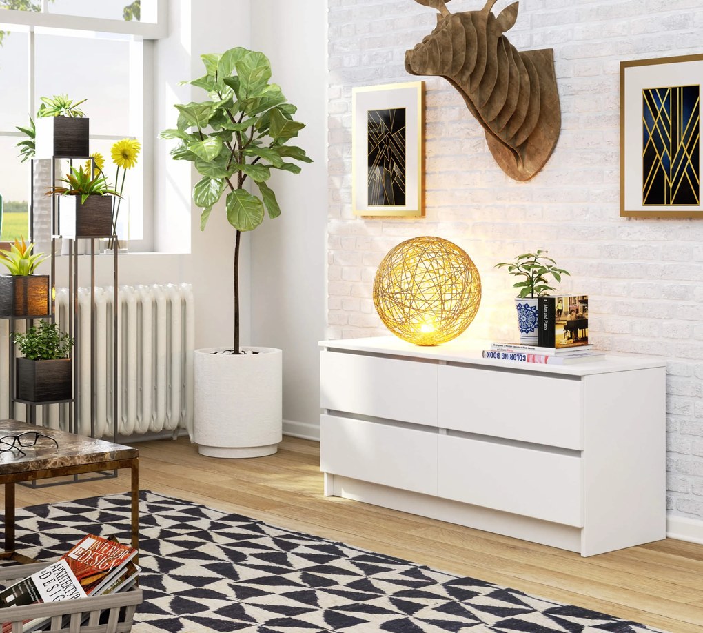 Komoda Kraft 4SZ (biela). Akcia -16%. Vlastná spoľahlivá doprava až k Vám domov. 1117191