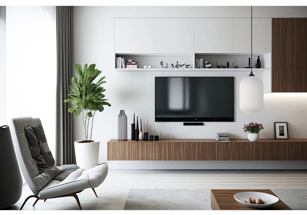 Závesné svietidlo Riffle 4, 1x biele sklenené tienidlo, b