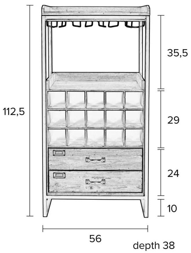 Vinotéka z jedľového dreva White Label Edgar