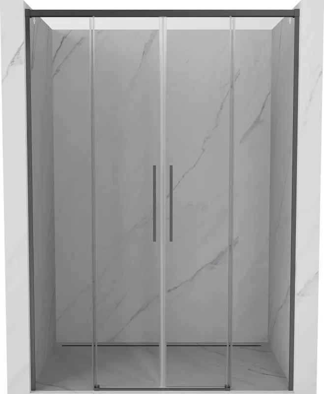 Mexen Rox, posuvné sprchové dvere 160 cm, 8mm číre sklo, brúsený grafit profil, 8C2-160-002-66-00