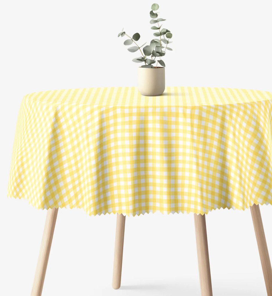 Goldea okrúhly teflónový obrus - žlté kocky Ø 150 cm