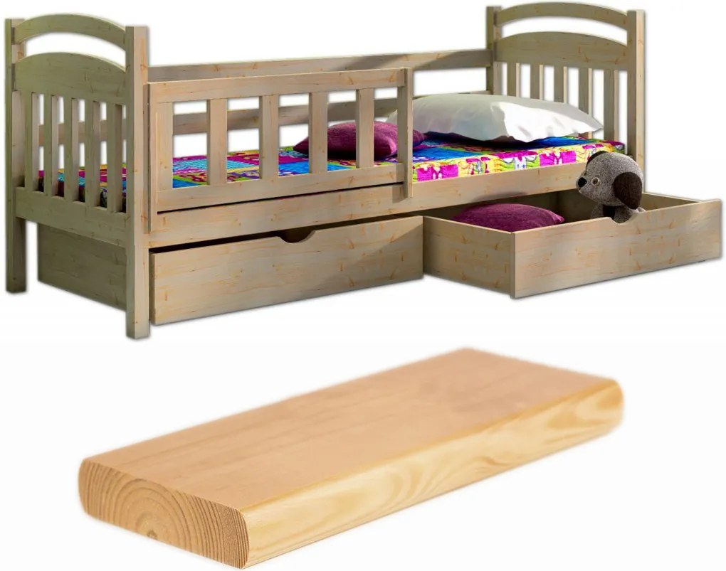 FA Oľga 1 180x80 detská posteľ Farba: Prírodná, Variant rošt: Bez roštu (-3 Eur)
