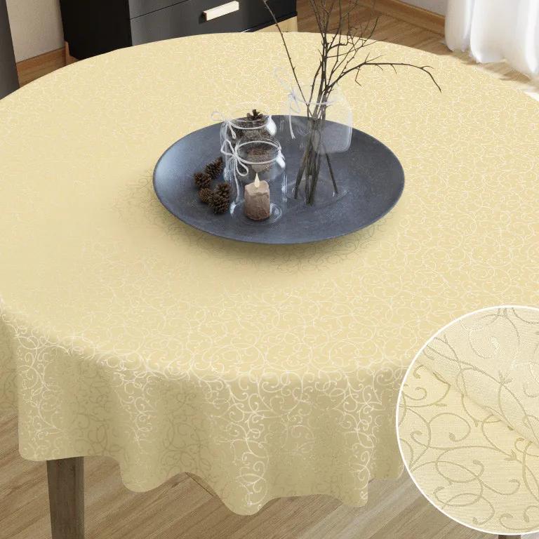 Goldea luxusný dekoračný obrus - vzor vanilková perokresba - guľatý Ø 80 cm
