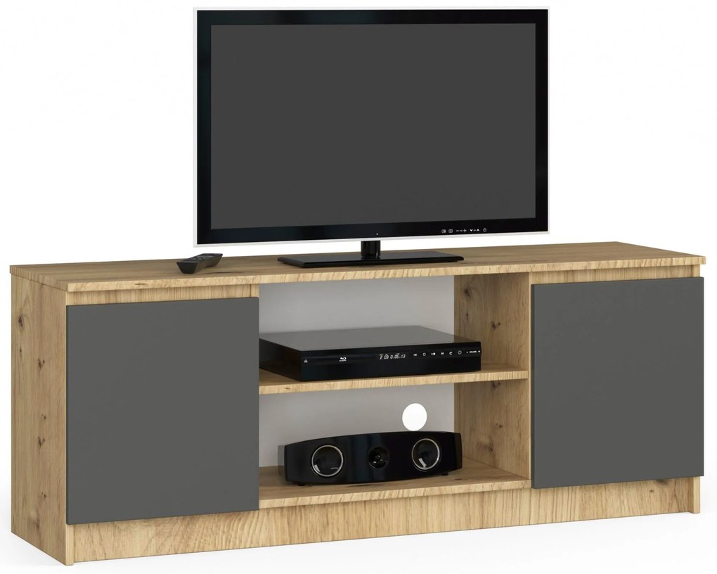 TV stolík Kenji (dub artisan + sivá). Akcia -16%. Vlastná spoľahlivá doprava až k Vám domov. 1069931