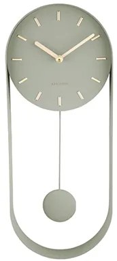 Dizajnové kyvadlové nástenné hodiny Karlsson 5822DG Charm – zelené, 50 cm