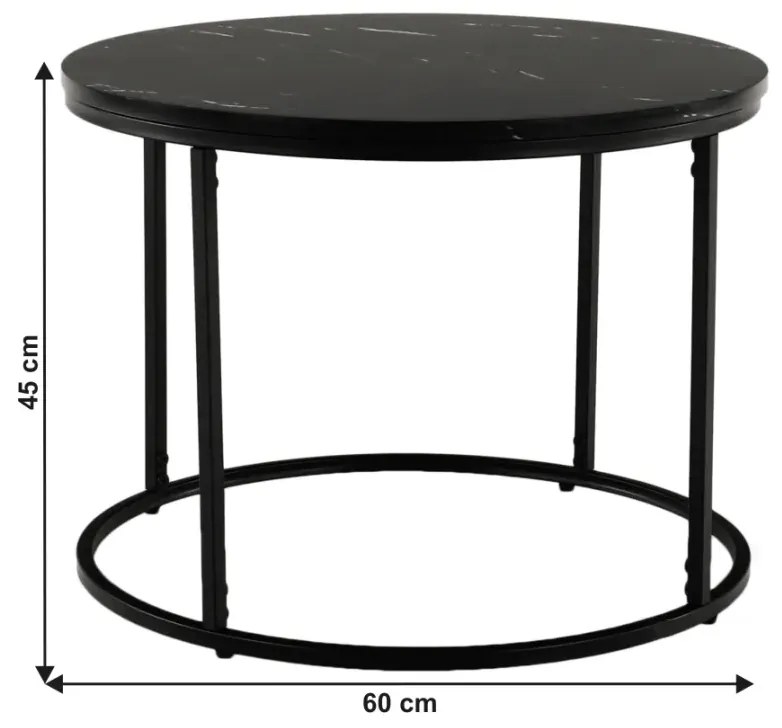 Konferenčný stolík, čierny mramor/čierny kov, GAGIN