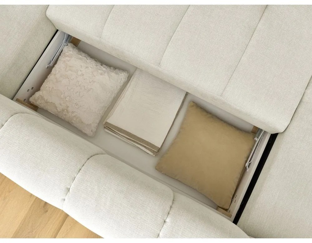 Béžová rozkladacia/s úložným priestorom rohová pohovka (pravý roh/do tvaru "U") Fuji – Bobochic Paris