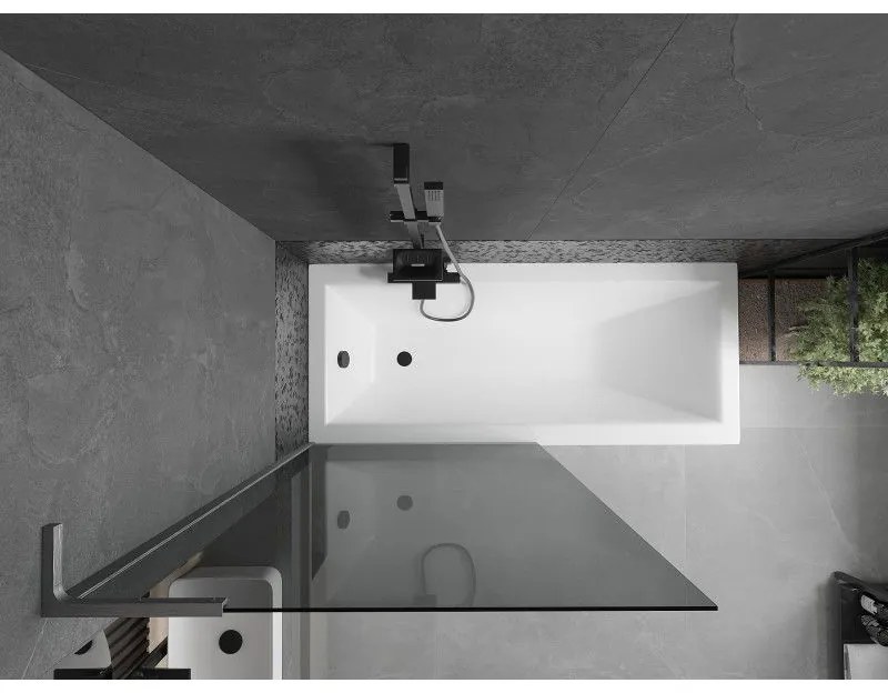 Mexen Next L, 1-krídlová vaňová zástena 90 x 150 cm, 6mm šedé sklo, grafitový profil, 895-090-000-03-40-66