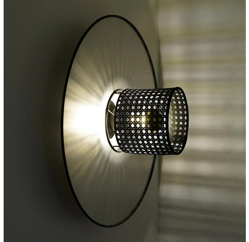 Duolla - Nástenné svietidlo TOKYO RATTAN 1xE27/15W/230V pr. 50 cm strieborná/čierna